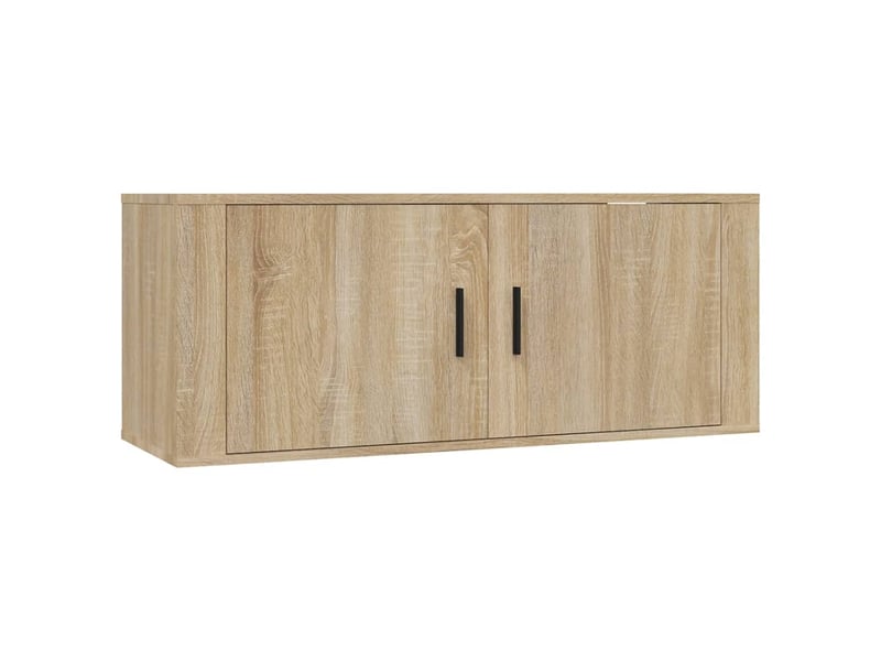  Lot de 2 meuble tv mural, meuble tv suspendu chêne sonoma 100x34,5x40 cm  - Conforama D