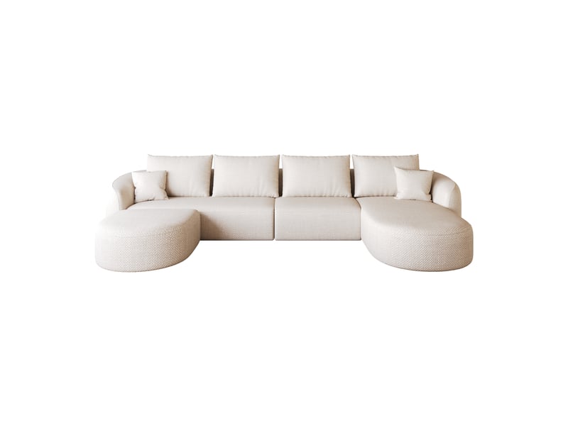Canapé d'angle en u blanc xxl 336cm modulable en mousse compressée sans montage pour salon - Conforama A