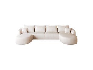 Canapé d'angle en u blanc xxl 336cm modulable en mousse compressée sans montage pour salon