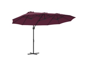 Parasol de jardin, parasol d'extérieur bordeaux 372x198x243 cm polyester et aluminium