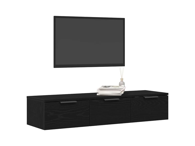 Meuble mural, armoire de rangement chêne noir 102x30x20 cm bois d'ingénierie - Conforama C