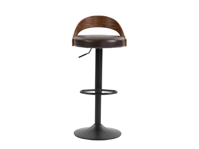  Tabourets de bar lot de 2 pivotants 360° réglables en hauteur - lpospi - dossier courbé, repose-pieds, simili cuir marron  - Conforama A