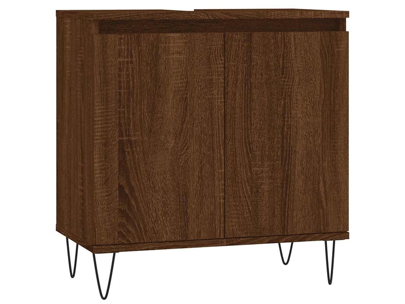  Amoire de salle de bain, meuble de rangement chêne marron 58x33x60 cm bois d'ingénierie  - Conforama A