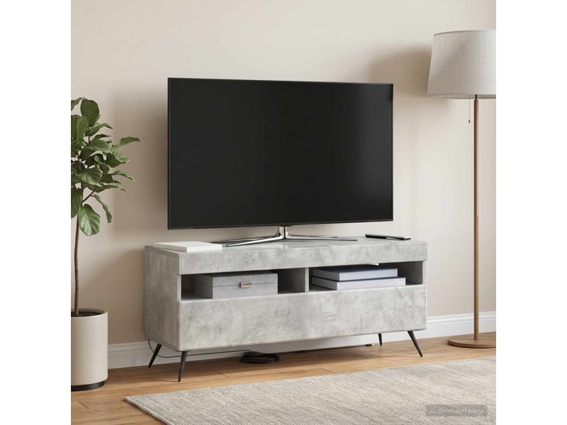  Meuble tv - banc tv - meuble de rangement led gris béton bois d'ingénierie  - Conforama D