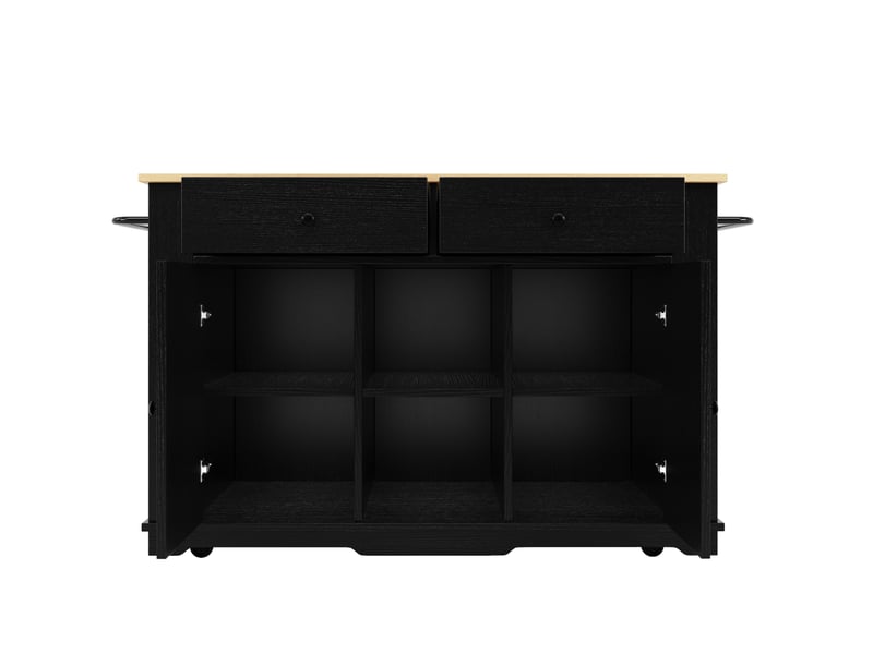  Îlot de cuisine 151.5x84.7x91.7 cm avec prises mdf métal noir et naturel  - Conforama A