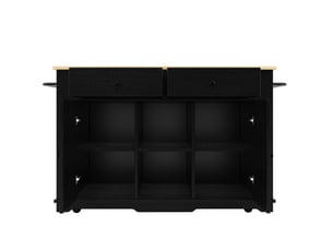 Îlot de cuisine 151.5x59.7x91.7 cm avec prises mdf métal noir et naturel
