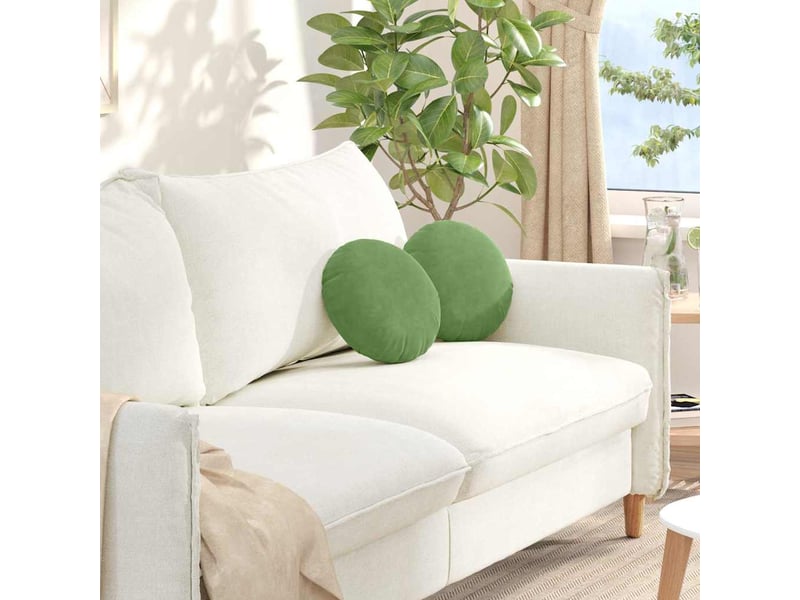  Lot de 2 coussins de siège, coussins décoratifs velours vert clair ø30 x 13 cm cf59915  - Conforama B