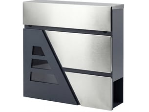 Boîte aux lettres murale 37 x 10 x 37 cm gris foncé en métal, porte-journaux et serrure avec 2 clés