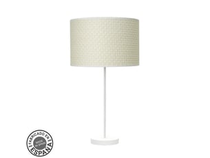 Fabrilamp moda grande lampe à poser blanc, abat-jour textile motif cannage blanc, 1 x e27, 63 cm