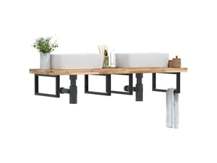 Étagère de vasque murale acier et bois massif d'acacia shl4569