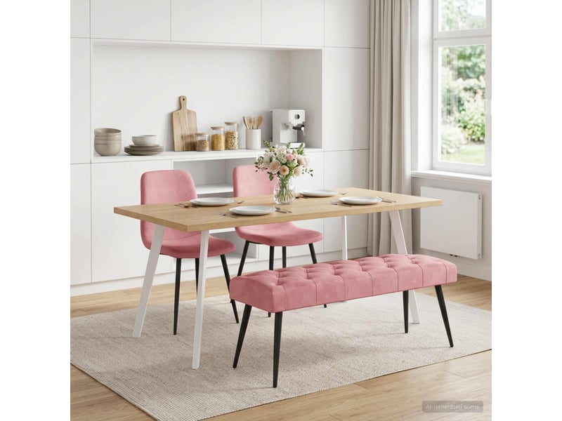  Banc chambre, banc de lit avec capitonnage bouton rose 110x40x46 cm velours shl53980  - Conforama D