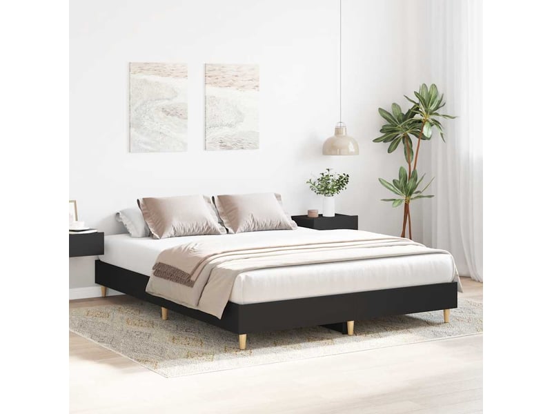  Lit double- lit adulte -  cadre de lit sans matelas noir 150x200 cm bois d'ingénierie  - Conforama B