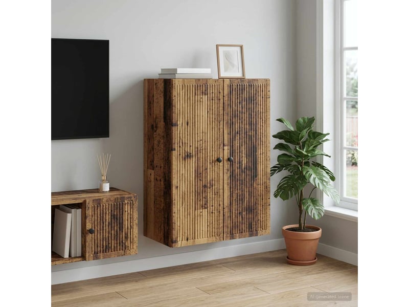  Armoire murale salon bois ancien 66x34,5x90cm bois d'ingénierie shl3644  - Conforama B