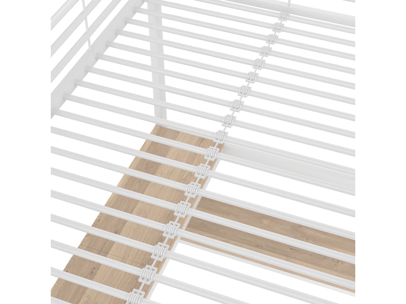 Lit mezzanine 90x200 cm en métal avec bureau intégré, éclairage led, ports usb et usb-c - blanc - Conforama E