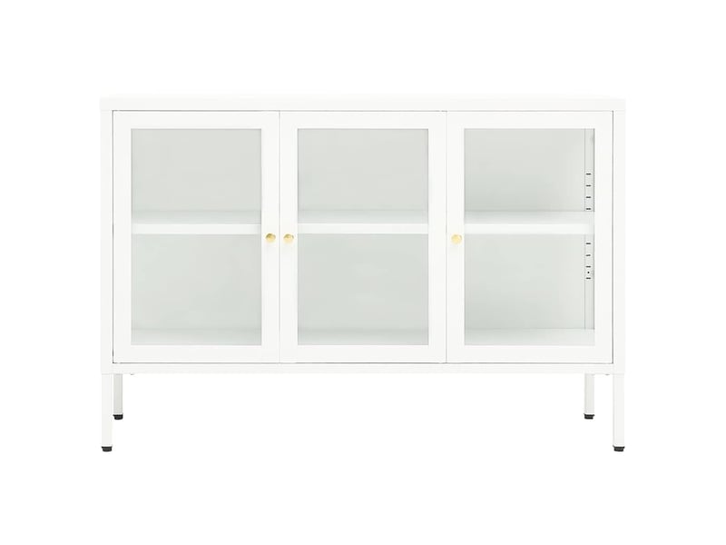  Buffet - bahut - meuble de rangement blanc 105x35x70 cm acier et verre  - Conforama C