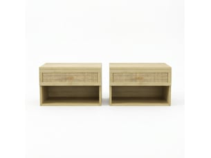 Tables de chevet murales tcqpz lot de 2 40 x 34 x 23 cm avec tiroir et niche ouvertes naturel