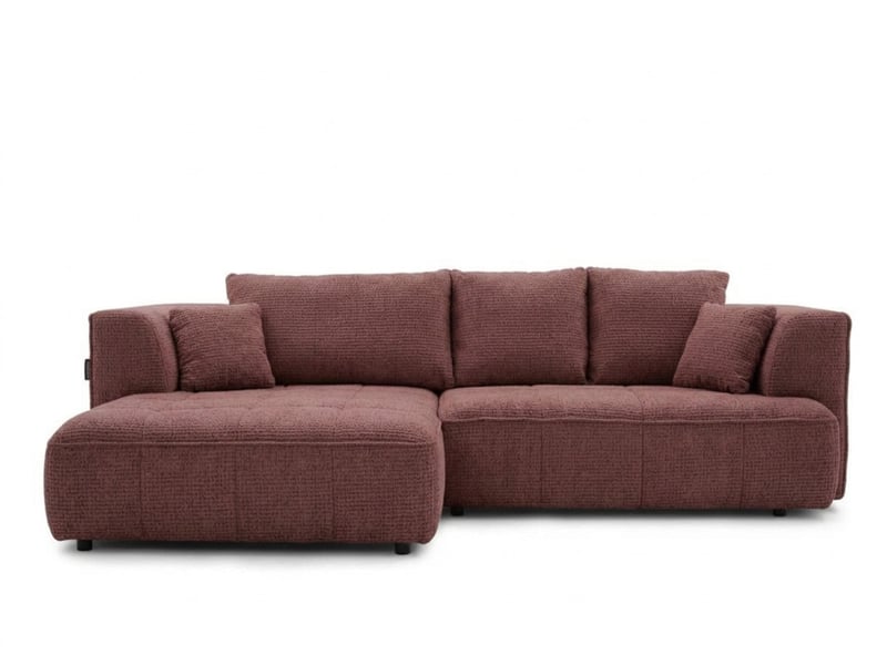Bobochic canapé d'angle convertible avance-recule électrique clovis tissu lisse rouge angle gauche CLOVIS - Conforama A