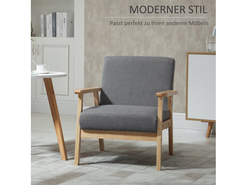  Fauteuil à oreilles 64x70x72 cm design scandinave bois gris  - Conforama E