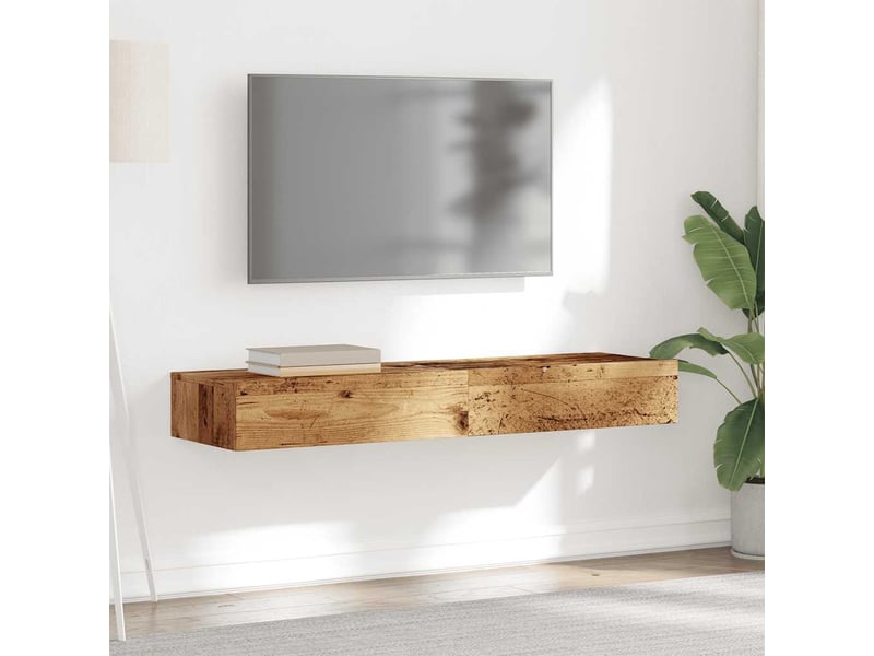  Meubles tv avec éclairage led 2 pcs vieux bois 60x35x15,5 cm  - Conforama E