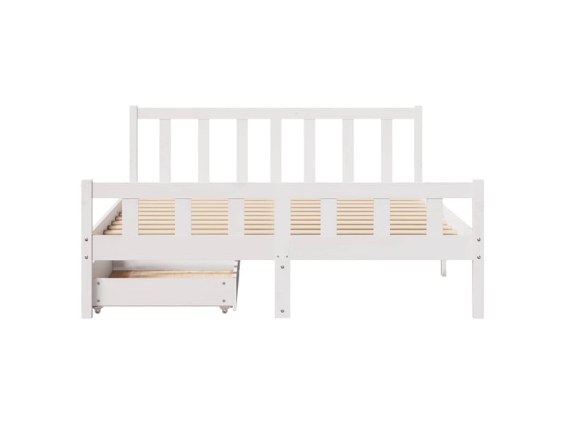  Lit double- lit adulte -  cadre de lit sans matelas blanc 150x200 cm bois de pin massif  - Conforama C