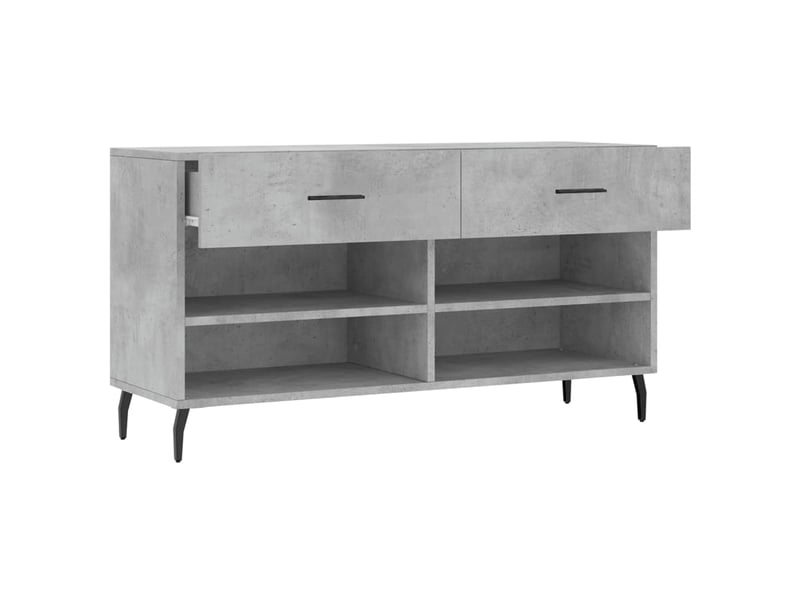  Banc à chaussures, meuble à chaussures gris béton 102x35x55 cm bois d'ingénierie shl1738  - Conforama E