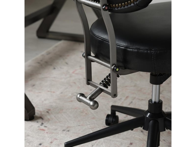 Fauteuil de bureau pivotant à roulettes en cuir noir 63 x 51 x 82 cm W5978P510297 - Conforama D