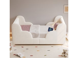 Lit simple 90x200 cm <strong>REDOM</strong>  <strong></strong> coloris beige