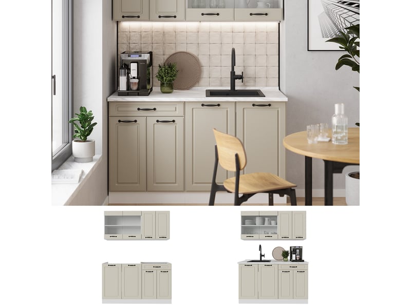  Vicco cuisine, sable campagneblanc, 140cm sans plan de travail  - Conforama D
