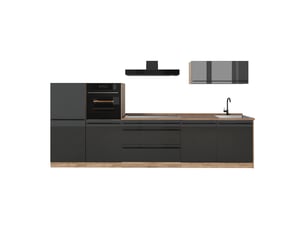 Vicco cuisine, anthracite haute brillancechêne doré, 340cm sans plan de travail