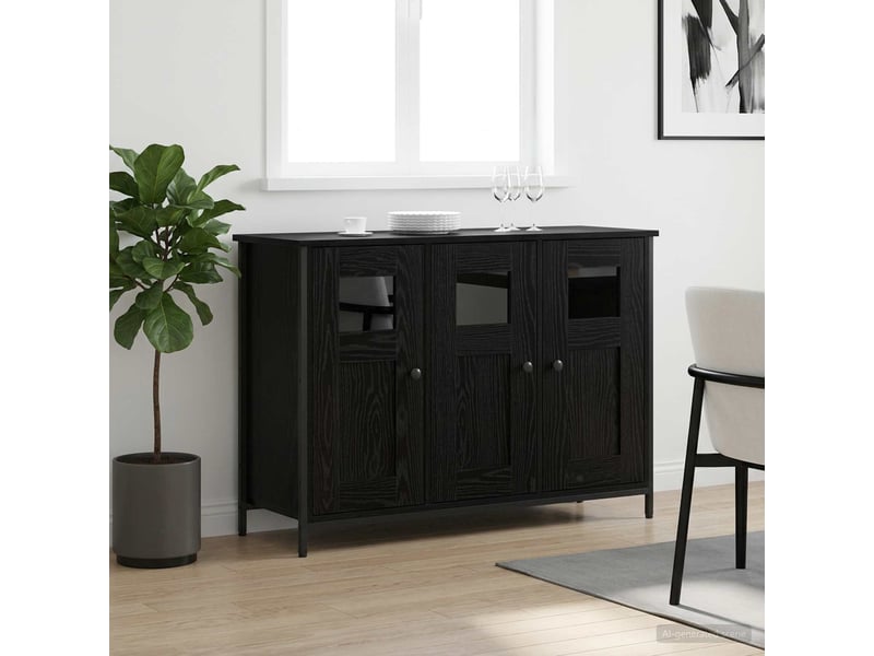  Buffet - bahut - meuble de rangement chêne noir 100 x 35 x 70 cm bois d'ingénierie  - Conforama B