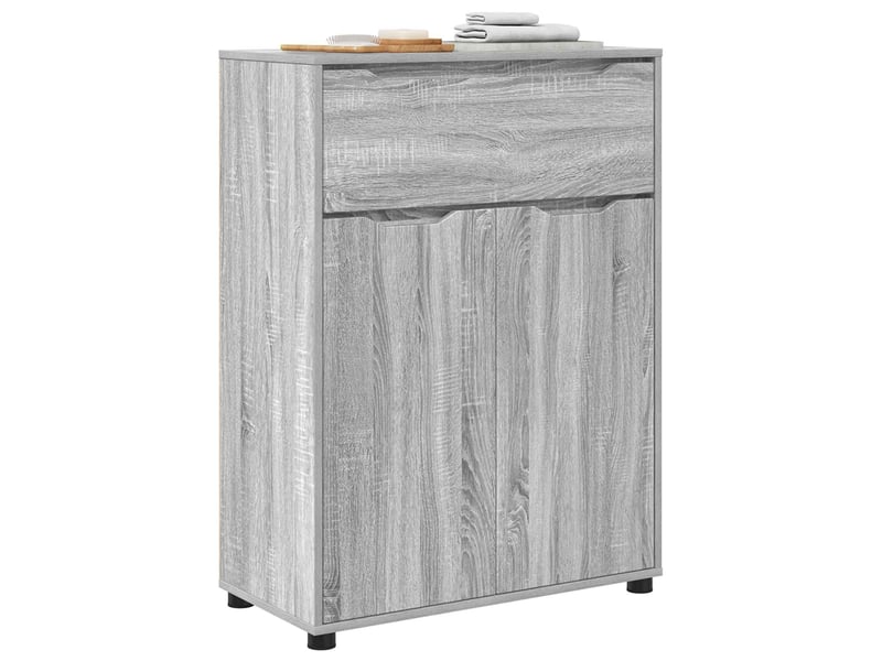 Cabinet de salle de bain, meuble de rangement gris sonoma 72.5x36.5x100 cm  - Conforama C