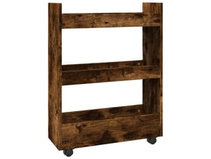 Chariot de rangement étroit pour bureau 3 niveaux chêne fumé shl75920