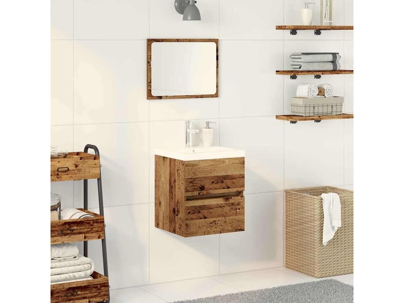 Meuble de lavabo de salle de bain, armoire de bain chêne noir 41 x 39 x 62 cm cf65520 - Conforama B