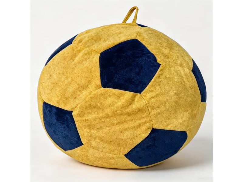 Fauteuil simple - 130x90cm - fauteuil pouf géant motif ballon de football en mousse et flannel doux - jaune et bleu - Conforama A
