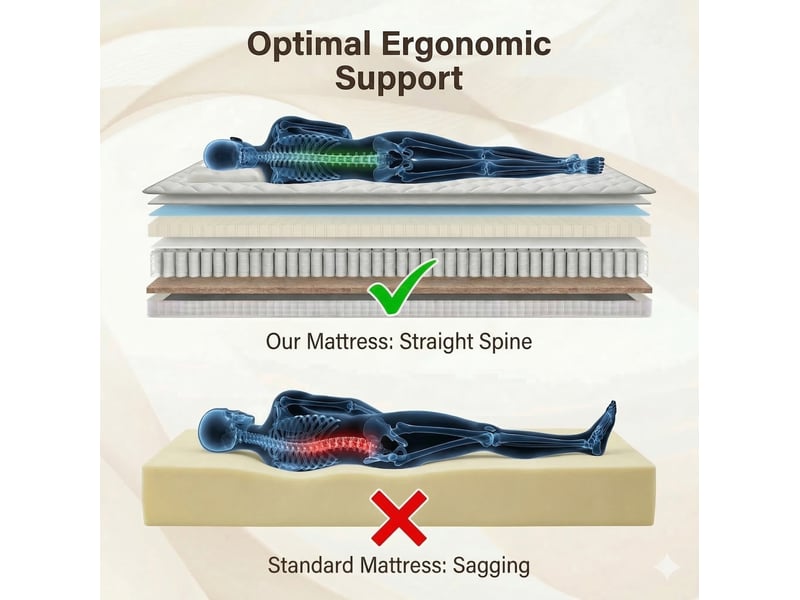  Matelas à ressorts ensachés 7 zones h4 avec mousse de confort, housse respirante en polyester blanc 90 × 200 × 25 cm  - Conforama E