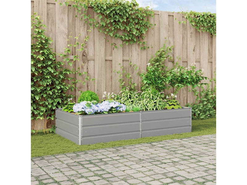  Jardinière - bac à fleurs gris clair 195 x 100 x 45 cm acier galvanisé  - Conforama B