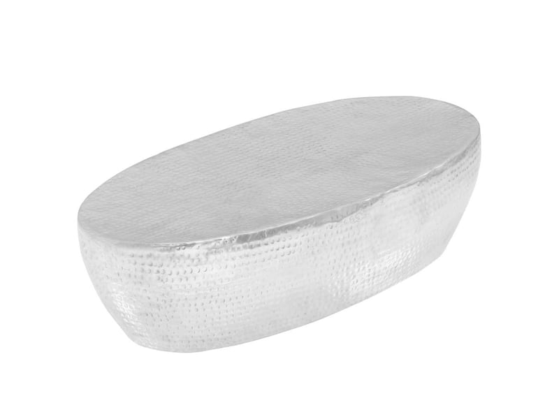  Table basse - table de salon - table à thé martelée argenté 100x50x28 cm aluminium  - Conforama B