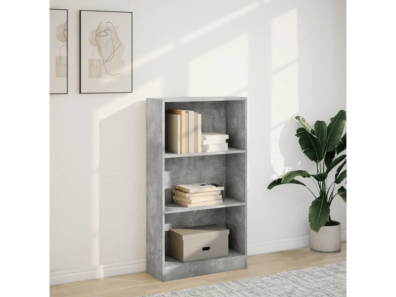  Bibliothèque, meuble de rangement salon gris béton 60x24x109 cm bois d'ingénierie  - Conforama C