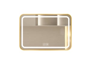 Miroir de salle de bain led 80x50 cm bordure dorée verre sécurit tactile anti-buée 3 couleurs cri>90 or