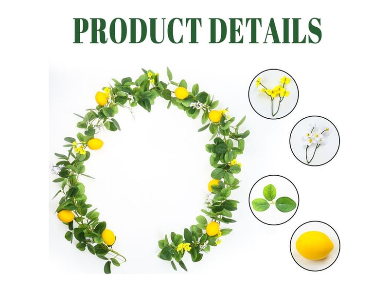  Guirlande de fruits printaniers de 1,80 m, citrons artificiels, guirlande jaune d'été pour décoration de porte d'entrée, mur, table.  - Conforama D