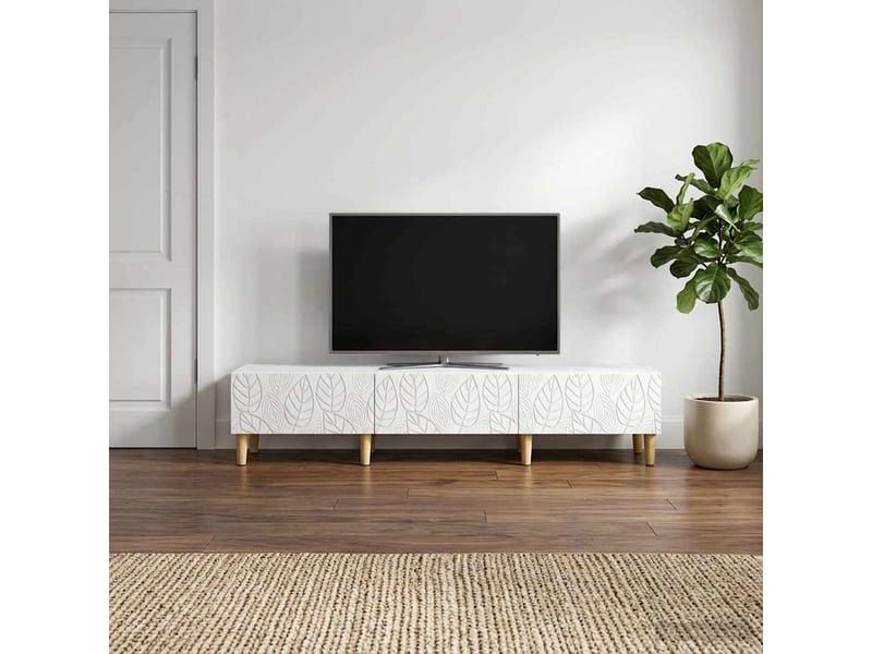  Meuble tv - banc tv - meuble de rangement 147 x 34,5 x 30 cm blanc bois d'ingénierie  - Conforama C