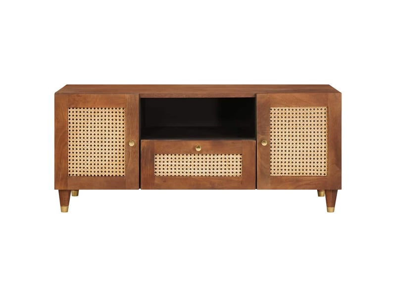  Meuble tv - banc tv - meuble de rangement marron 105 x 33,5 x 46 cm bois de mangue massif  - Conforama C
