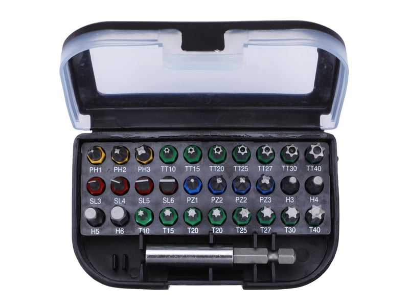  Coffret boîte compacte 30 vissage de 25 mm avec la présence d'un code couleur + 1 porte-embout  - Conforama A