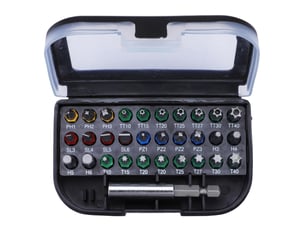Coffret boîte compacte 30 vissage de 25 mm avec la présence d'un code couleur + 1 porte-embout