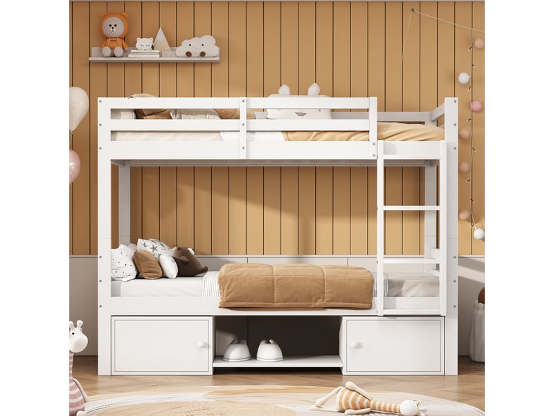 Lit superposé en bois massif et mdf blanc 90x200 cm - Conforama D