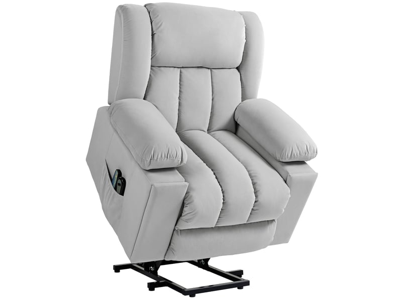  Fauteuil relax électrique avec aide au lever, massage, chauffage, velours gris clair  - Conforama A