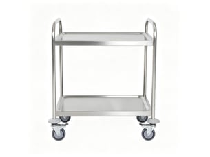 Desserte de cuisine à 2 niveaux sur roulettes en acier inoxydable chromé, gris