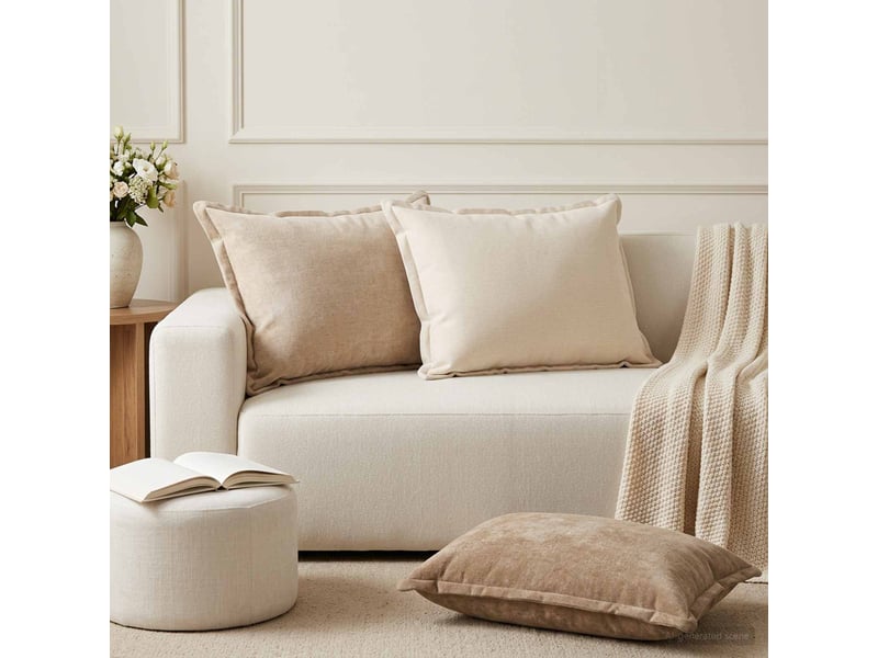 Lot de 6 housses de coussin houten taupe 50 x 80 cm tissu chenille cf49864  - Conforama B