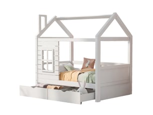 Lit cabane 80x160 cm <strong></strong>  <strong></strong> coloris blanc