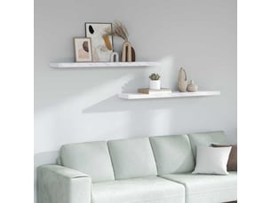 Lot de 2 étagères murales, étagères flottantes, étagères suspendues marbre blanc 120 x 23,5 x 3,8 cm cf41803